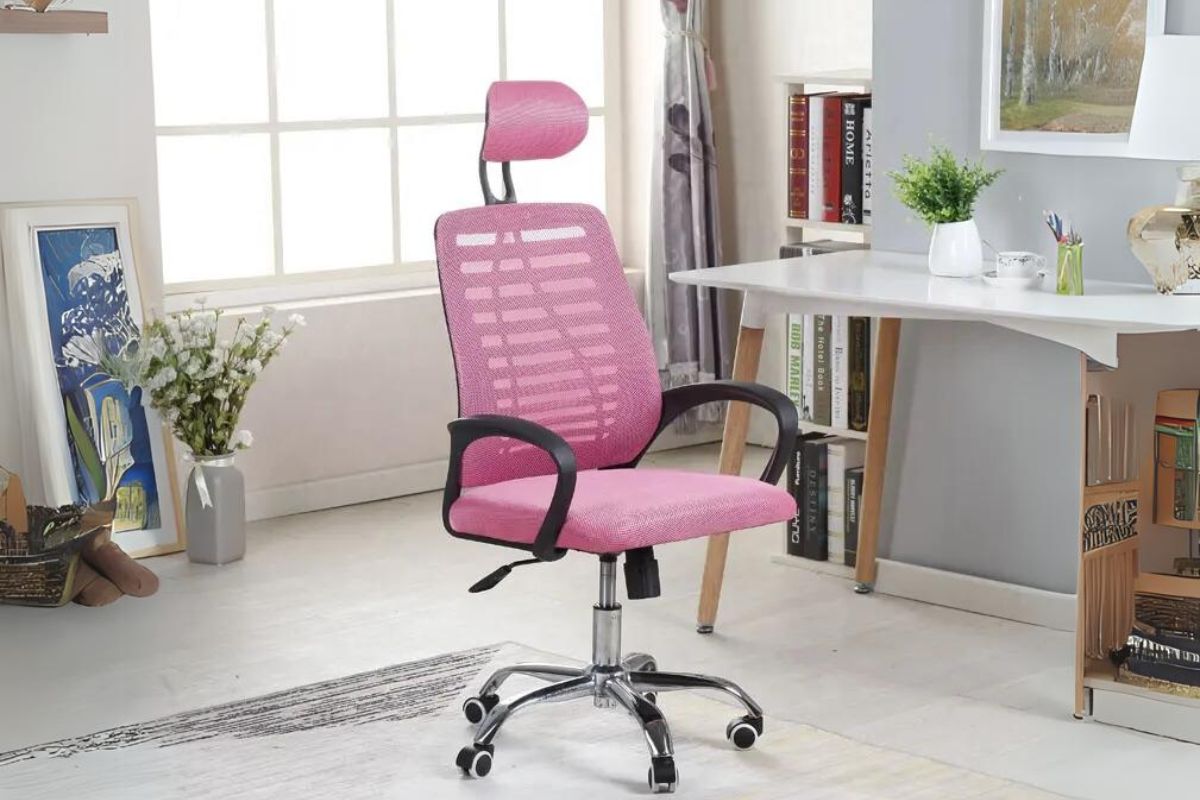 Ghế xoay inox văn phòng màu hồng